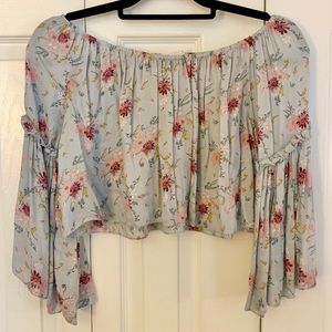 Never Ask Why off the shoulder flowy crop top
